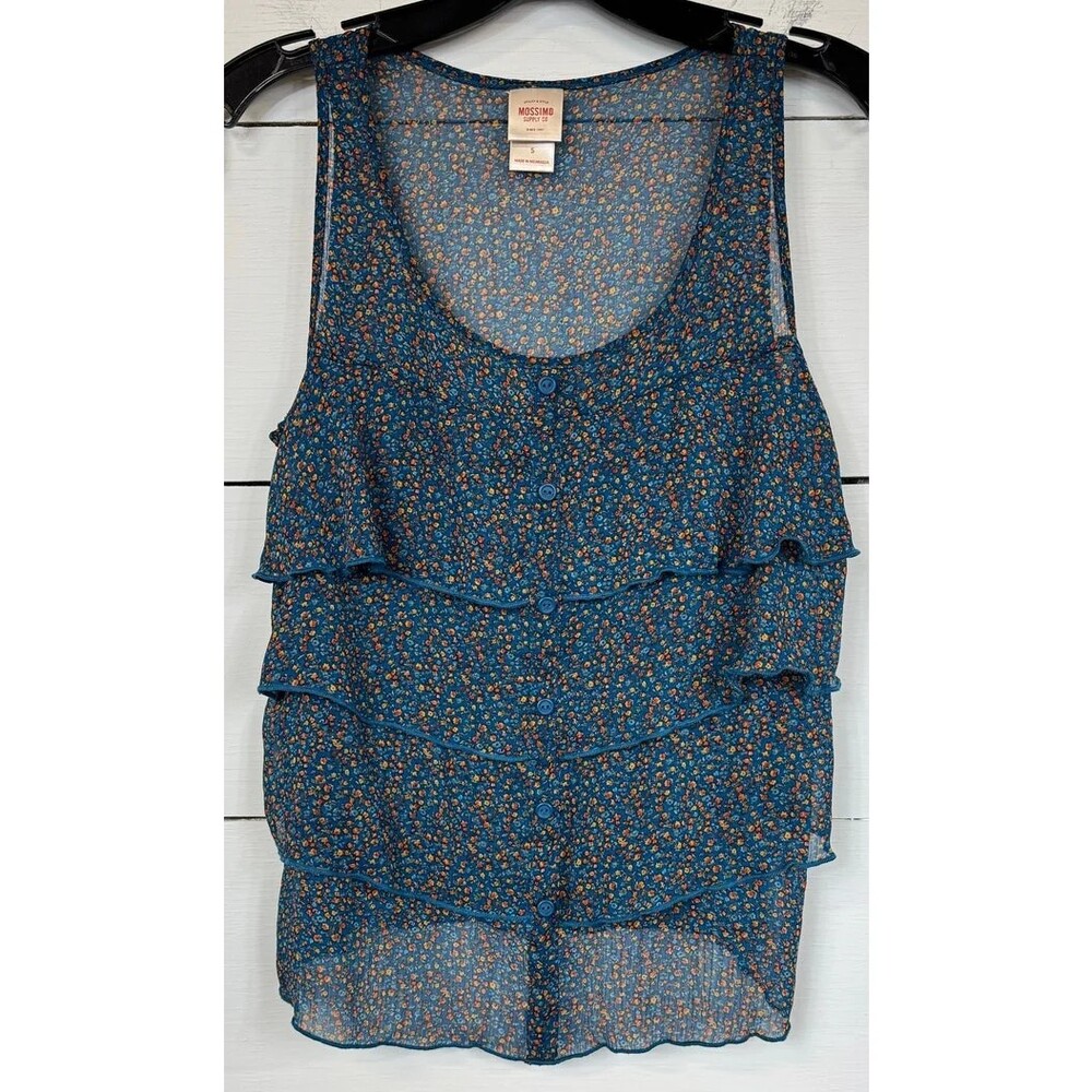 Mossimo Blue Floral Blouse Women's Size Small